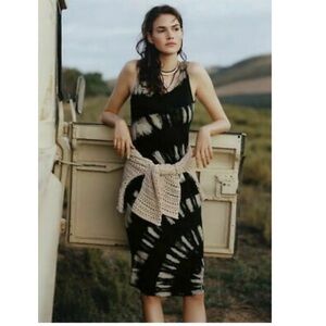 Saturday Sunday Anthropologie Aloe Tie-Dye Midi Sleeveless Dress